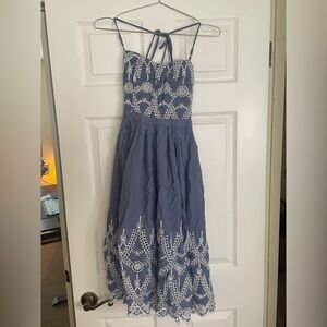 Grayish Blue/Slate Strappy Eyelet Dress